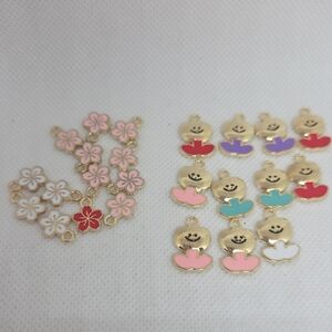 Colorful Flower and Smiley Face Charms